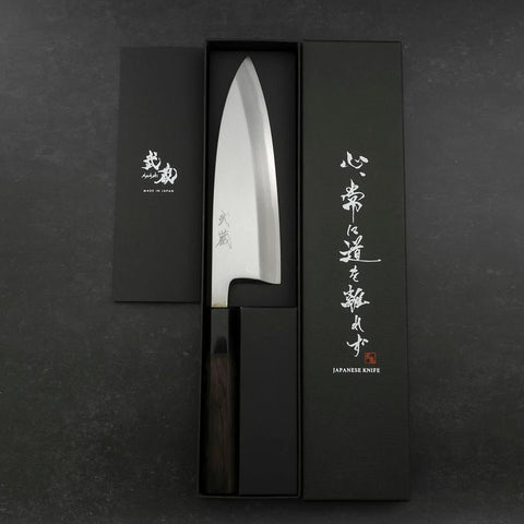 Deba White Steel #2 Kasumi Buffalo Ebony Handle 180mm-[Musashi]-[Japanese-Kitchen-Knives]