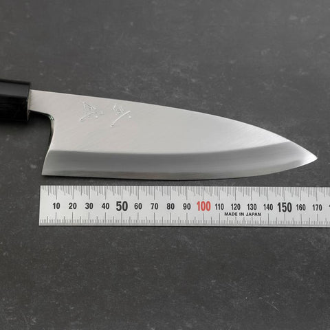 Deba White Steel #2 Kasumi Buffalo Magnolia Handle 165mm (Kurigata)-[Musashi]-[Japanese-Kitchen-Knives]