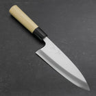 Deba White Steel #2 Kasumi Buffalo Magnolia Handle 165mm (Kurigata)-[Musashi]-[Japanese-Kitchen-Knives]