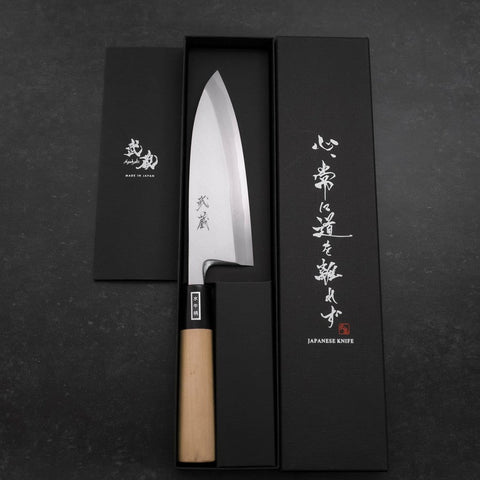 Deba White Steel #2 Kasumi Buffalo Magnolia Handle 165mm-[Musashi]-[Japanese-Kitchen-Knives]