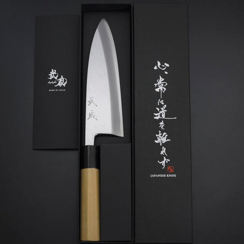 Deba White Steel #2 Kasumi Buffalo Magnolia Handle 180mm-[Musashi]-[Japanese-Kitchen-Knives]