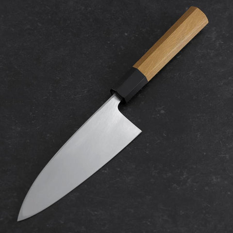 Deba White Steel #2 Kasumi Buffalo Teak Handle 150mm-[Musashi]-[Japanese-Kitchen-Knives]