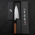 Deba White Steel #2 Kasumi Buffalo Teak Handle 150mm-[Musashi]-[Japanese-Kitchen-Knives]