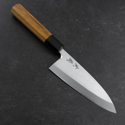 Deba White Steel #2 Kasumi Buffalo Teak Handle 150mm-[Musashi]-[Japanese-Kitchen-Knives]