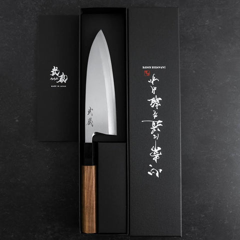 Deba White Steel #2 Kasumi Buffalo Teak Handle 165mm-[Musashi]-[Japanese-Kitchen-Knives]