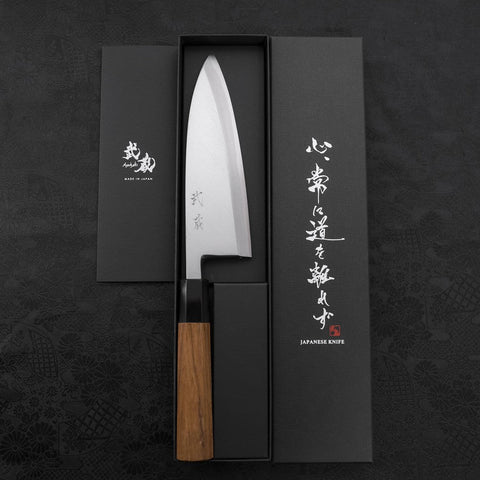 Deba White Steel #2 Kasumi Buffalo Teak Handle 180mm-[Musashi]-[Japanese-Kitchen-Knives]