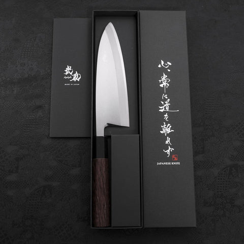 Deba White Steel #2 Kasumi Buffalo Wenge Handle 180mm-[Musashi]-[Japanese-Kitchen-Knives]