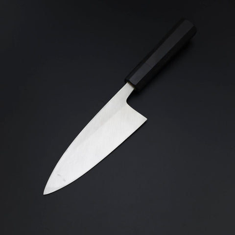 Deba White Steel #2 Kasumi Chokin Gold Sakura-Fuji Buffalo Ebony Handle 150mm (5.9”)