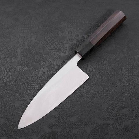 Deba White Steel #2 Kasumi Chokin Gold Sakura-Fuji Buffalo Ebony Handle 165mm-[Musashi]-[Japanese-Kitchen-Knives]