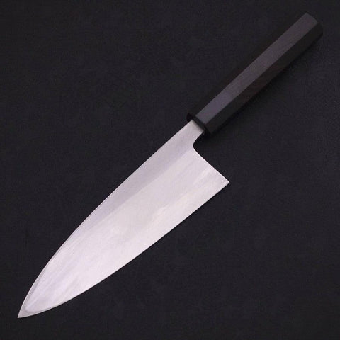 Deba White Steel #2 Kasumi Chokin Dorado Sakura-Fuji Mango de Ébano con cuerno de Búfalo 180mm