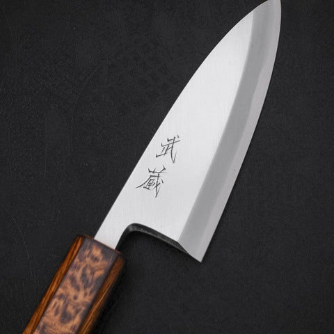 Deba White Steel #2 Kasumi Sumi Urushi Handle 120mm-[Musashi]-[Japanese-Kitchen-Knives]