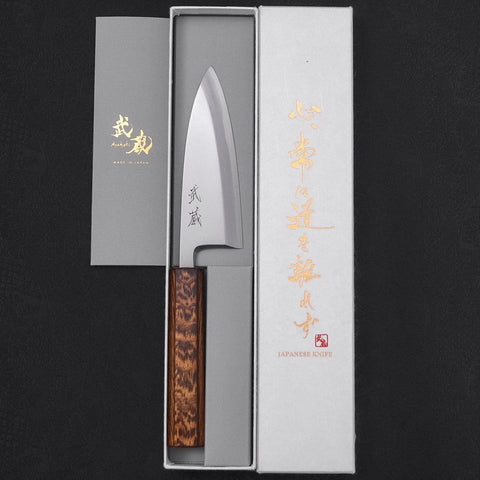 Deba White Steel #2 Kasumi Sumi Urushi Handle 120mm-[Musashi]-[Japanese-Kitchen-Knives]