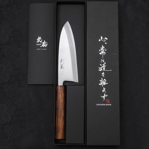 Deba White Steel #2 Kasumi Sumi Urushi Handle 150mm-[Musashi]-[Japanese-Kitchen-Knives]