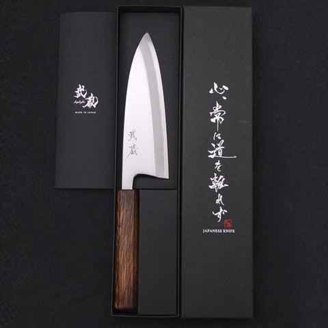 Deba White Steel #2 Kasumi Sumi Urushi Handle 165mm-[Musashi]-[Japanese-Kitchen-Knives]