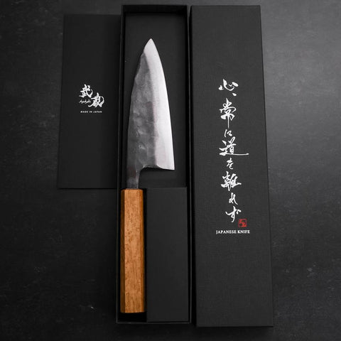Deba White Steel #2 Kurouchi Oak Handle 150mm-[Musashi]-[Japanese-Kitchen-Knives]