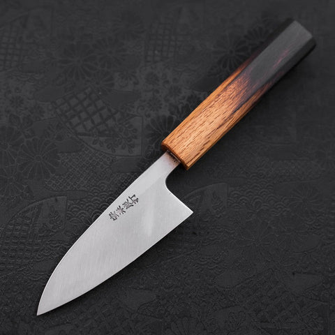 Deba White Steel #2 Kurouchi Tsuchime Yaki Urushi Handle 105mm-[Musashi]-[Japanese-Kitchen-Knives]