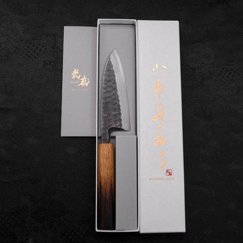 Deba White Steel #2 Kurouchi Tsuchime Yaki Urushi Handle 120mm-[Musashi]-[Japanese-Kitchen-Knives]