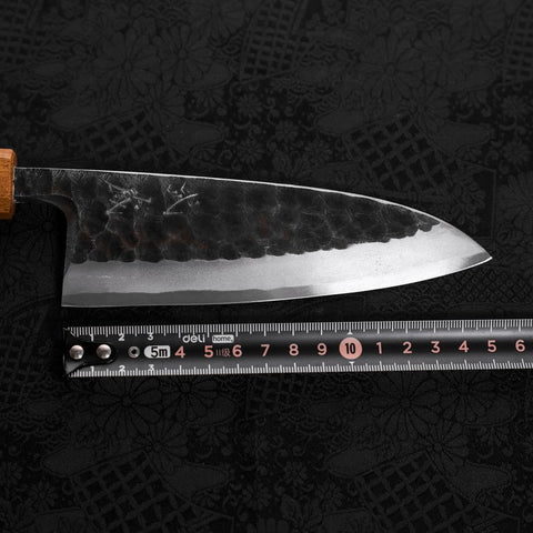 Deba White Steel #2 Kurouchi Tsuchime Yaki Urushi Handle 150mm-[Musashi]-[Japanese-Kitchen-Knives]