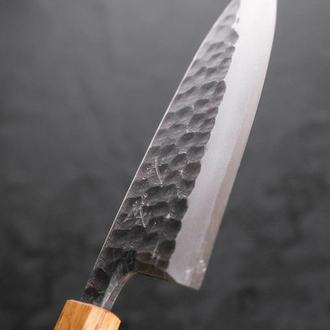 Deba White Steel #2 Kurouchi Tsuchime Yaki Urushi Handle 165mm-[Musashi]-[Japanese-Kitchen-Knives]