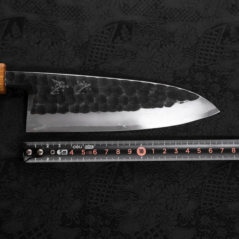 Deba White Steel #2 Kurouchi Tsuchime Yaki Urushi Handle 165mm-[Musashi]-[Japanese-Kitchen-Knives]