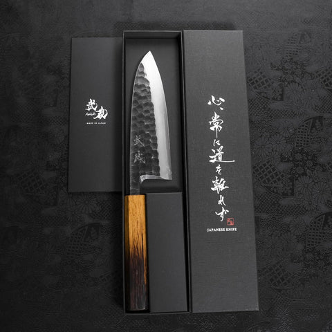 Deba White Steel #2 Kurouchi Tsuchime Yaki Urushi Handle 165mm-[Musashi]-[Japanese-Kitchen-Knives]