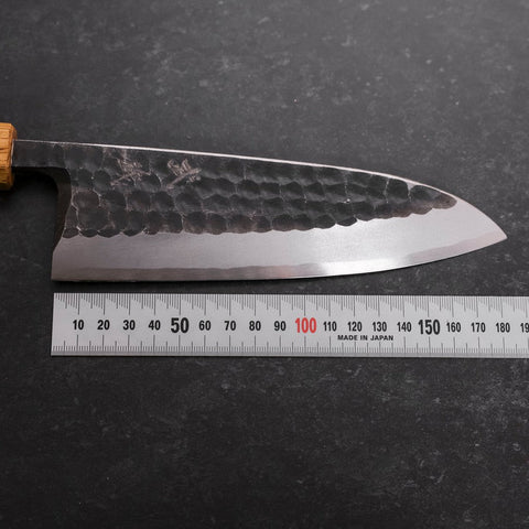 Deba White Steel #2 Kurouchi Tsuchime Yaki Urushi Handle 180mm-[Musashi]-[Japanese-Kitchen-Knives]