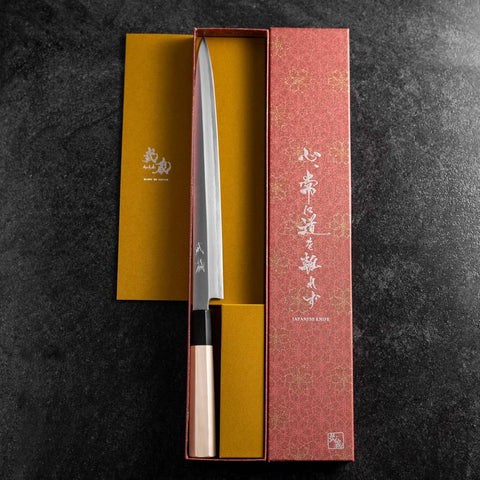 Fuguhiki White Steel #3 Kasumi Buffalo Magnolia Handle 270mm (10.6”)-[Musashi]-[Japanese-Kitchen-Knives]