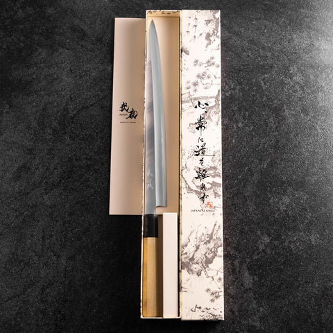 Fuguhiki White Steel #3 Kasumi Buffalo Magnolia Handle 300mm (11.8”)-[Musashi]-[Japanese-Kitchen-Knives]