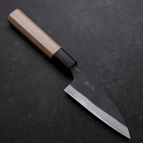 Funayuki Blue Steel #1 Kurouchi Buffalo Magnolia Handle 105mm (4.1”)-[Musashi]-[Japanese-Kitchen-Knives]