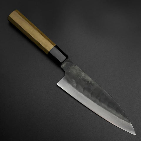 Funayuki Blue Steel #1 Stainless Clad Kurouchi Buffalo Magnolia Handle 165mm (6.5”)-[Musashi]-[Japanese-Kitchen-Knives]