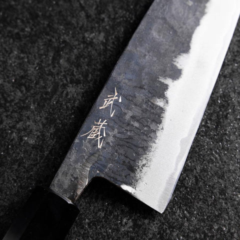 Funayuki Blue Steel #2 Kurouchi Buffalo Walnut Handle 165mm-[Musashi]-[Japanese-Kitchen-Knives]