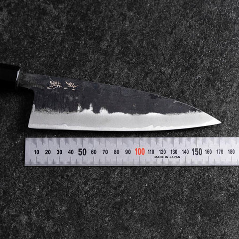 Funayuki Blue Steel #2 Kurouchi Buffalo Walnut Handle 165mm-[Musashi]-[Japanese-Kitchen-Knives]