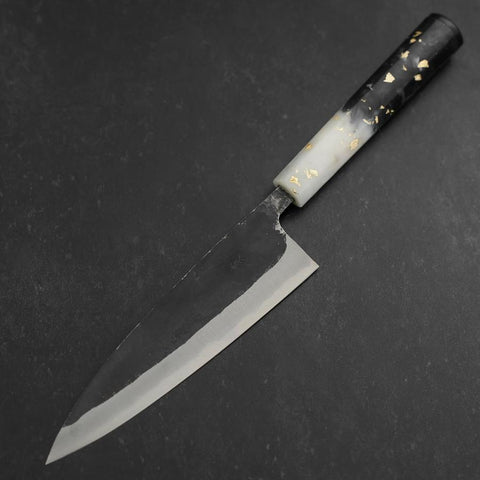 Funayuki Blue Steel #2 Kurouchi Ocean Black White Gold Handle 165mm (6.5”)-[Musashi]-[Japanese-Kitchen-Knives]