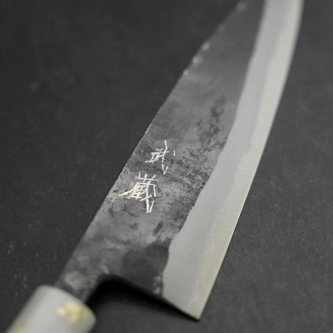 Funayuki Blue Steel #2 Kurouchi Ocean Black White Gold Handle 165mm (6.5”)-[Musashi]-[Japanese-Kitchen-Knives]