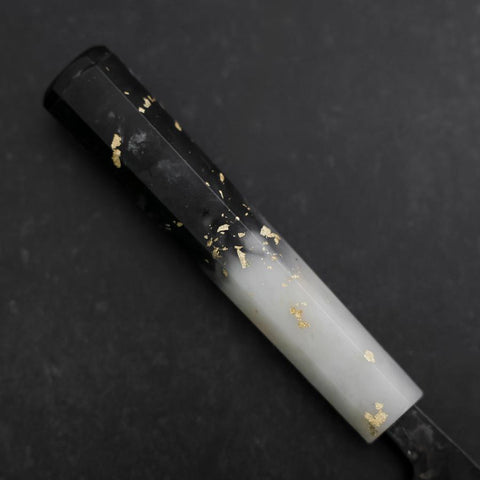 Funayuki Blue Steel #2 Kurouchi Ocean Black White Gold Handle 165mm (6.5”)-[Musashi]-[Japanese-Kitchen-Knives]