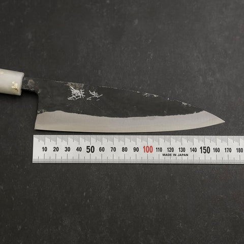 Funayuki Blue Steel #2 Kurouchi Ocean Black White Gold Handle 165mm (6.5”)-[Musashi]-[Japanese-Kitchen-Knives]