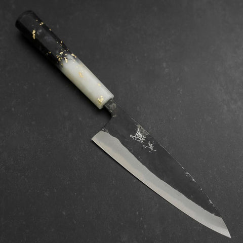 Funayuki Blue Steel #2 Kurouchi Ocean Black White Gold Handle 165mm (6.5”)-[Musashi]-[Japanese-Kitchen-Knives]