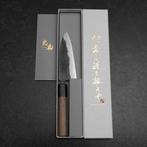 Funayuki Blue Steel #2 Kurouchi Walnut Handle 120mm (4.7”)-[Musashi]-[Japanese-Kitchen-Knives]