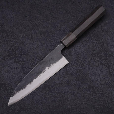 Funayuki Blue Super Kurouchi Buffalo Ebony Handle 165mm-[Musashi]-[Japanese-Kitchen-Knives]
