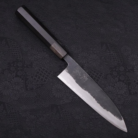 Funayuki Blue Super Kurouchi Buffalo Ebony Handle 165mm-[Musashi]-[Japanese-Kitchen-Knives]