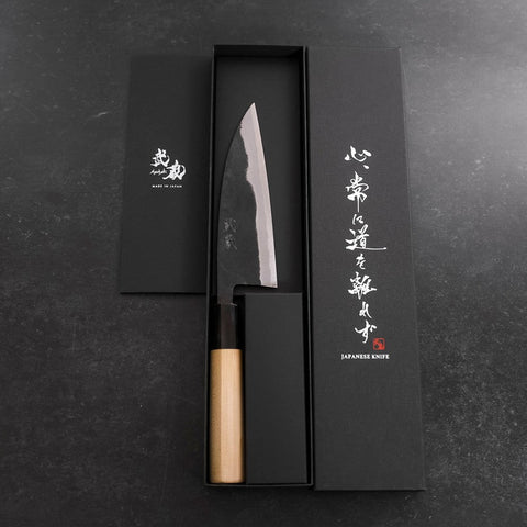 Funayuki Blue Steel #2 Kurouchi Mango de Magnolia con Cuerno de Búfalo 150mm