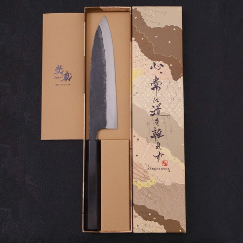 Funayuki Sabaki Blue Super Kurouchi Buffalo Ebony Handle 180mm-[Musashi]-[Japanese-Kitchen-Knives]