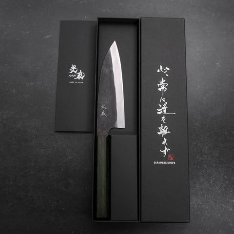 Funayuki White Steel #2 Kurouchi Mango Urushi Verde 150mm