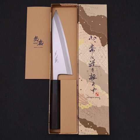 Garasuki Cuchillo para Deshuesar White Steel #2 Kasumi Mango de Ébano con Cuerno de Búfalo 180mm