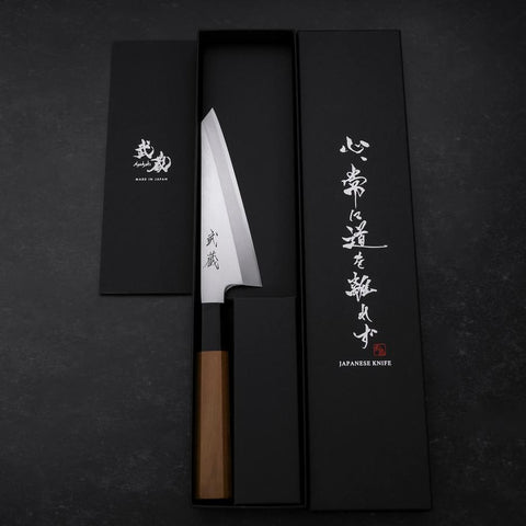 Garasuki Boning Knife White Steel #2 Polished Buffalo Teak Handle 150mm (5.9”)