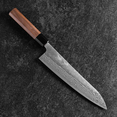 Gyuto 440C Nashiji Damascus Walnut Handle 210mm-[Musashi]-[Japanese-Kitchen-Knives]