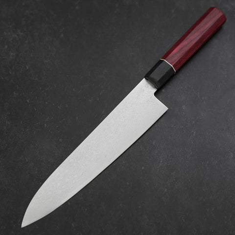 Gyuto AUS-10 Damascus Red Cherry Handle 210mm-[Musashi]-[Japanese-Kitchen-Knives]
