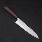 Gyuto AUS-10 Mirror Tsuchime Damascus Purple Urushi Handle 210mm-[Musashi]-[Japanese-Kitchen-Knives]