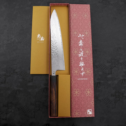 Gyuto AUS-10 Mirror Tsuchime Damascus Sumi Urushi Handle 240mm-[Musashi]-[Japanese-Kitchen-Knives]