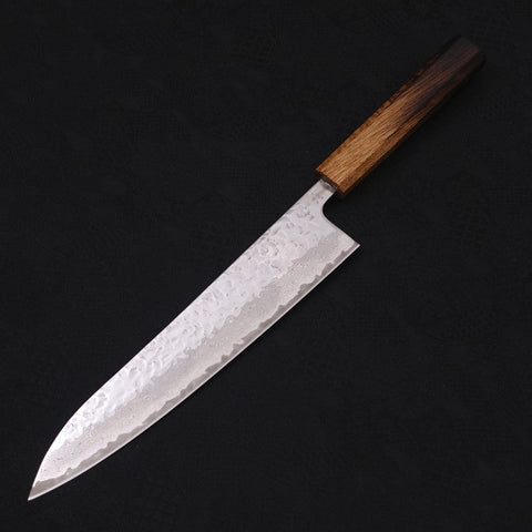 Gyuto AUS-10 Mirror Tsuchime Damascus Yaki-Urushi Handle 240mm-[Musashi]-[Japanese-Kitchen-Knives]
